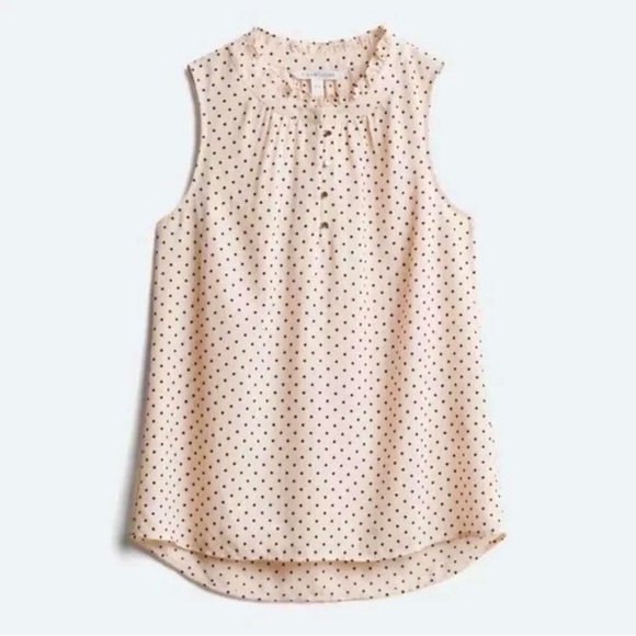 41 Hawthorn Tops - 41 Hawthorn Prinsloo Pale Pink Polka Dot Ruffle Feminine Sleeveless Blouse